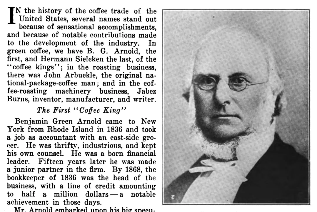 Benjamin Green Arnold, premier président de la Bourse du café de New York