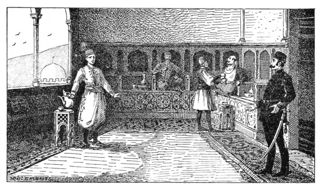 Le service du café chez un barbier du Caire