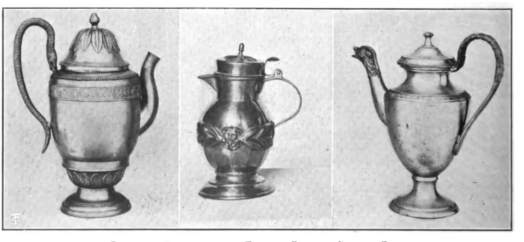 Cafetières d'étain belges, russes et françaises