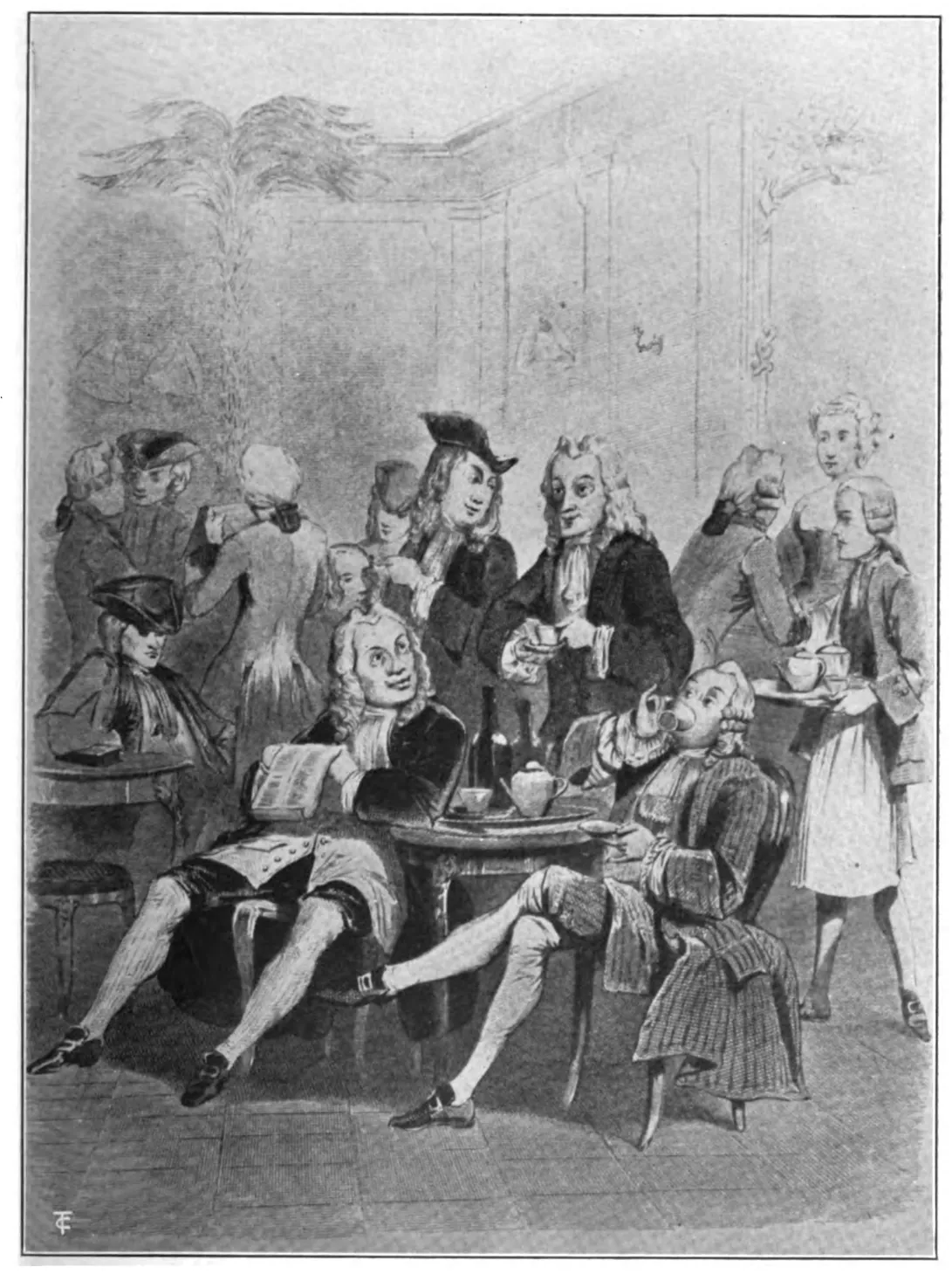 Le café de Procope en 1743, gravure de Bosredon