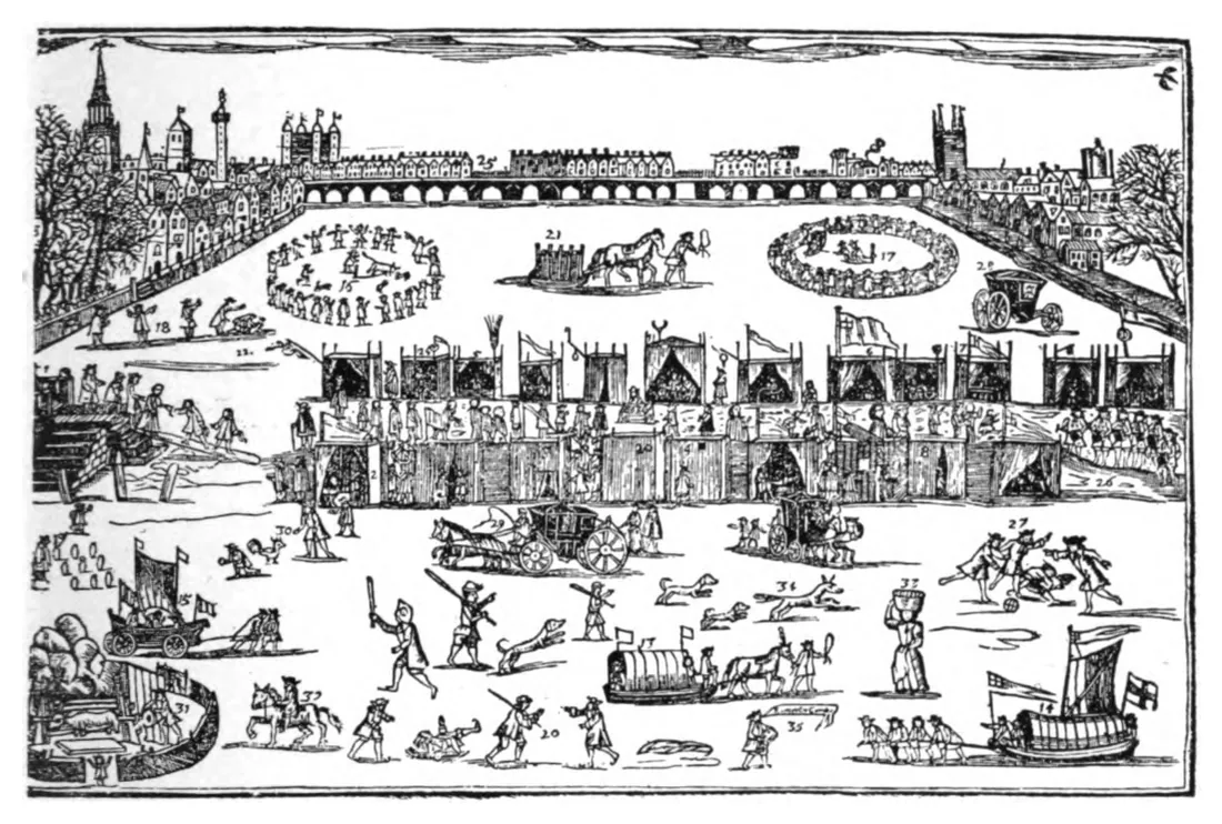 La grande foire sur la Tamise gelée, 1683